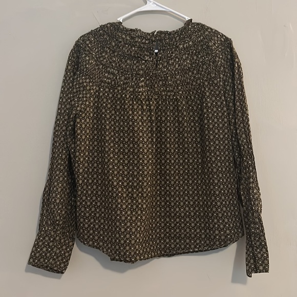 Rebecca Taylor x Anthropologie Fleur Brown Smocked Silk Blend Blouse 0,2,4,6, 14 - Picture 5 of 5